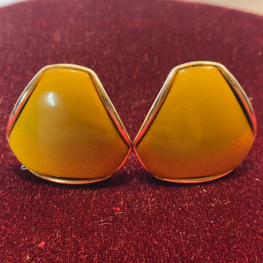 Amber Geometric Clip-On Earrings